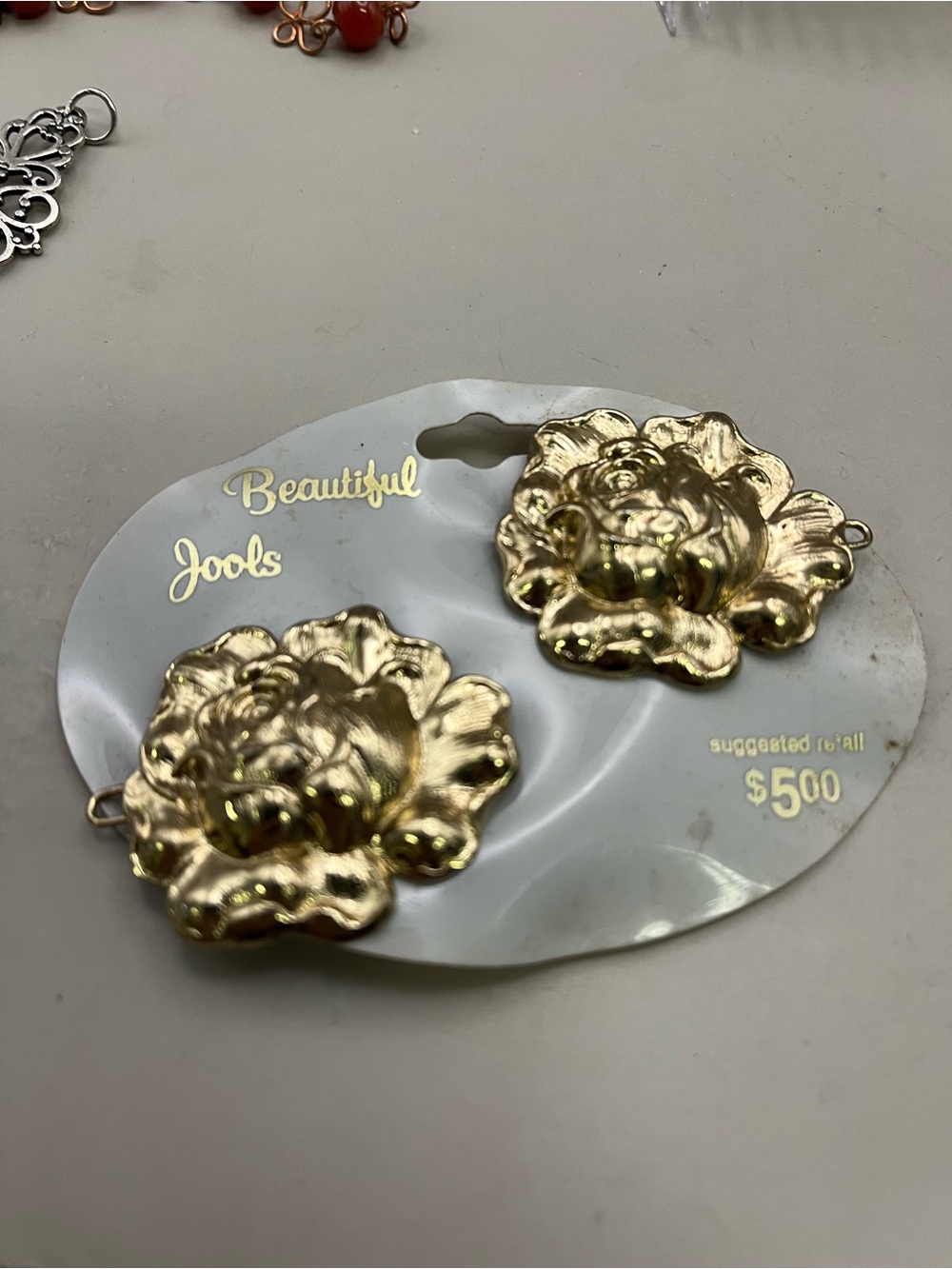 Vintage Gold Hair Lot 7 Pc Barrettes Hair Comb Rose Enamel Flower 80sRetro - Picture 5 of 6